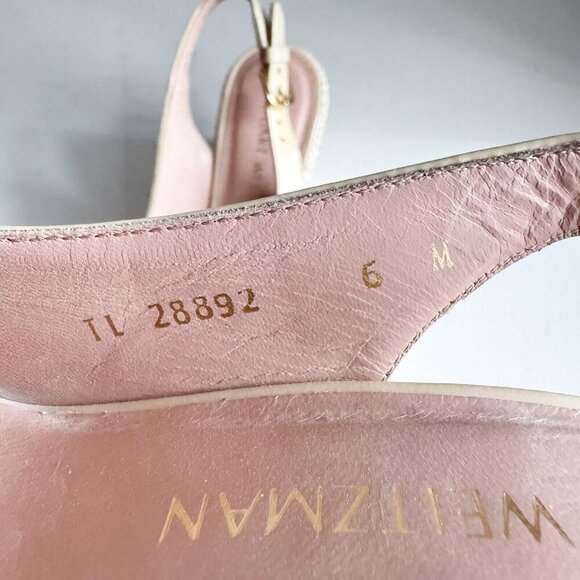 Stuart Weitzman Nide Ivory Beige Patent leather Wedge Peep Toe Heels 6 - Picture 10 of 11